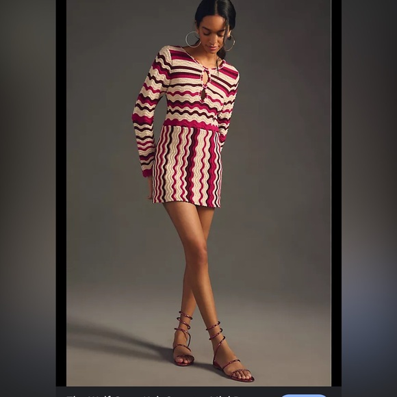 Anthropologie Dresses & Skirts - Pink and White Zigzag Mini Dress